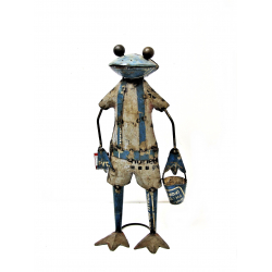 Żaba z wiaderkiem figurka metalowa stojąca 49cm